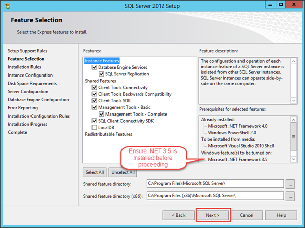 SQL Server 2012 Express Installation