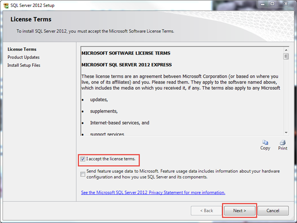 SQL 2012 Express Installation