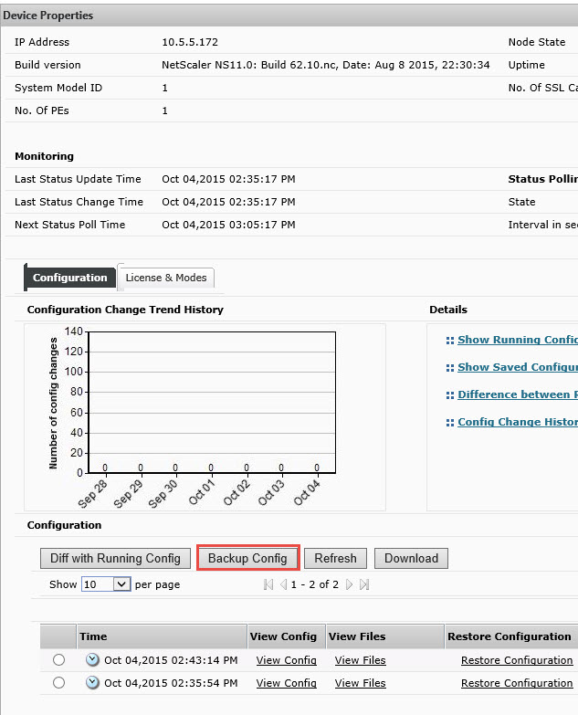 Citrix Command Center - NetScaler Backup
